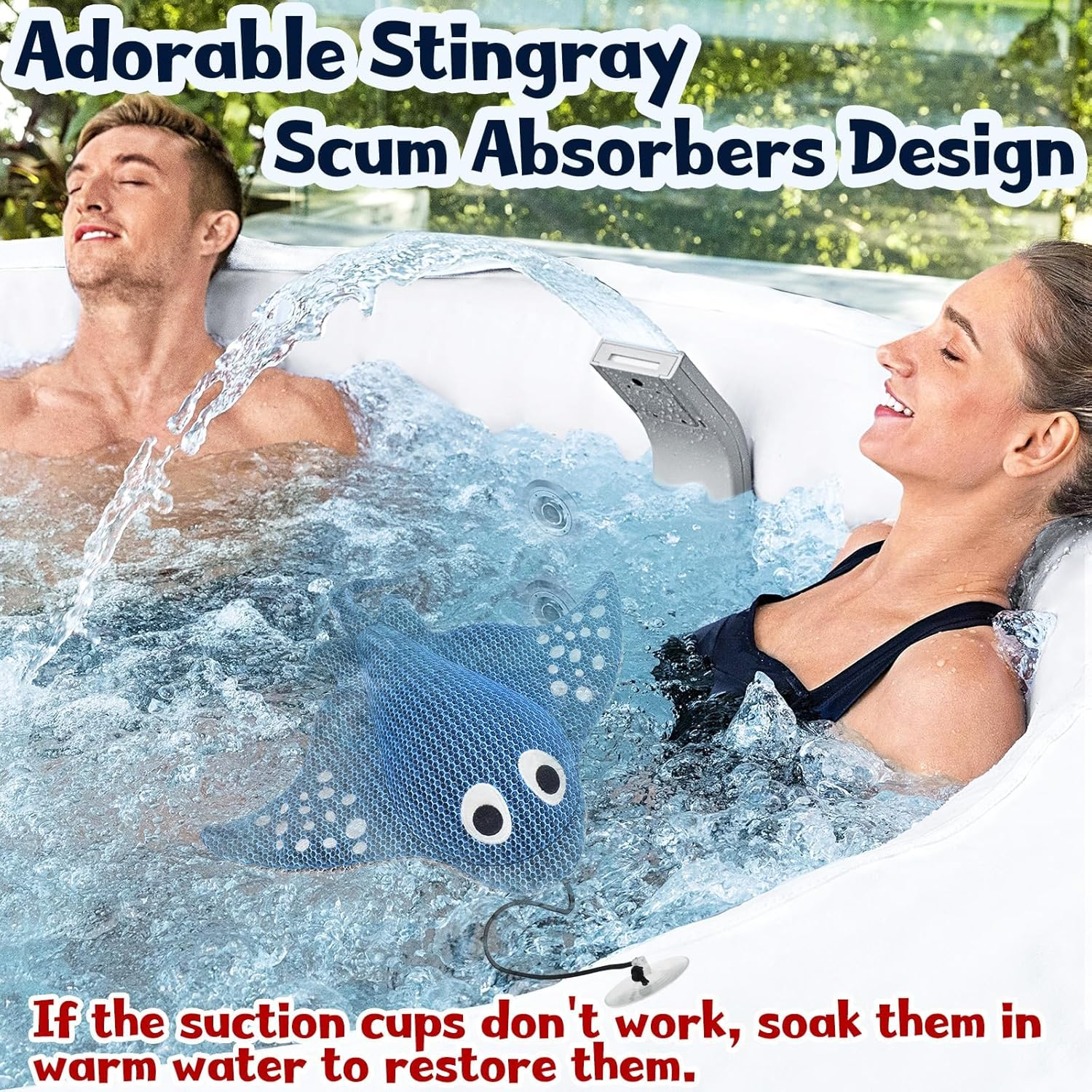 Stingray Hot Tub Scum Absorber, Reusable Washable for Spa Scum Ray Floating, Hot Tub Oil Absorber Cleaner Accessories for Adults