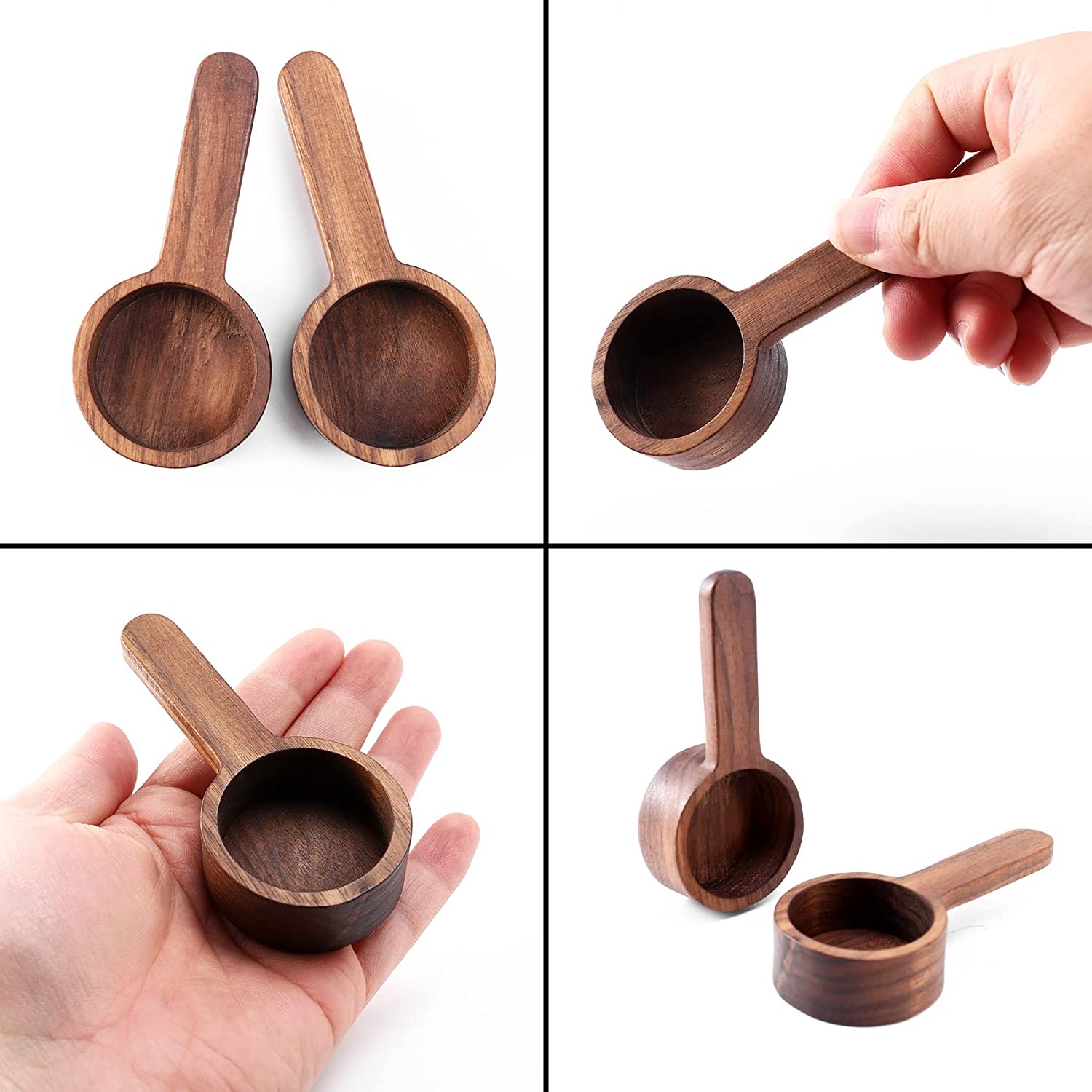 2 Pcs Wooden Measuring Spoon Set, Brown, 8G, Tea Coffee Sugar Spice Measure Spoons image number 5