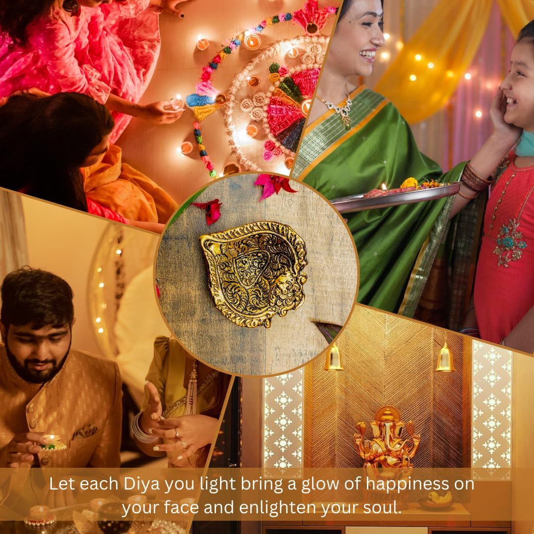 Wonder Care Metal Gold Oil Lamps for Diwali Decorations for Home Diya | Decor for Diwali with Diya Set | Diwali for Pooja ,Return Gift for Friends, Family Indian Diya Lamp Diwali Diya 30 Piece Set image number 2