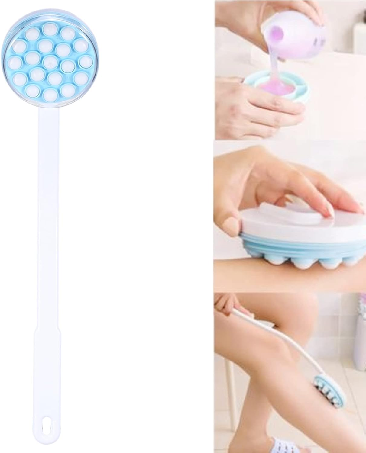 Back Lotion Applicator and Massager, Long Handled Handle for Sunscreen, Cream, Shower Gel on Back, Legs and Feet, Long Shower Brush And image number 5