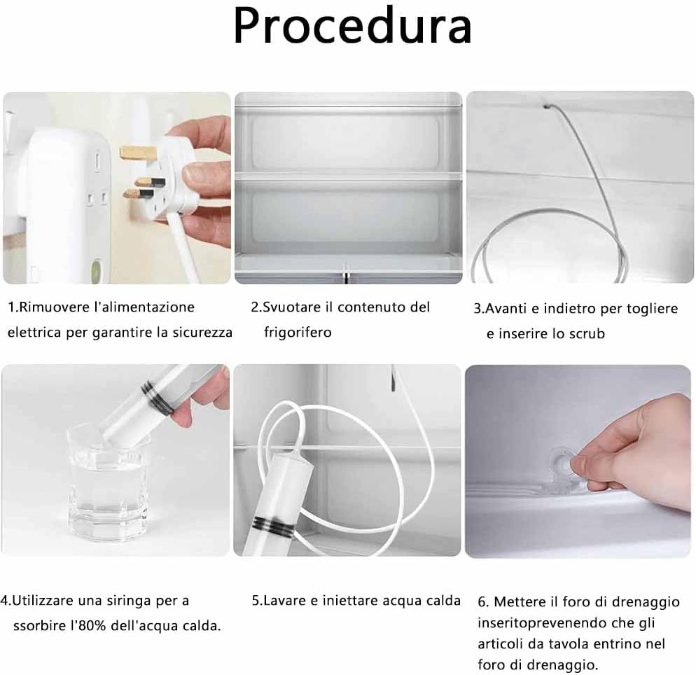 Voarge 8 Pcs Fridge Cleaning Kit + Refrigerator Brush + 100Ml Syringe + Refrigerator Hose + Ice Scraper + 4 Drain Hole Inserts image number 1