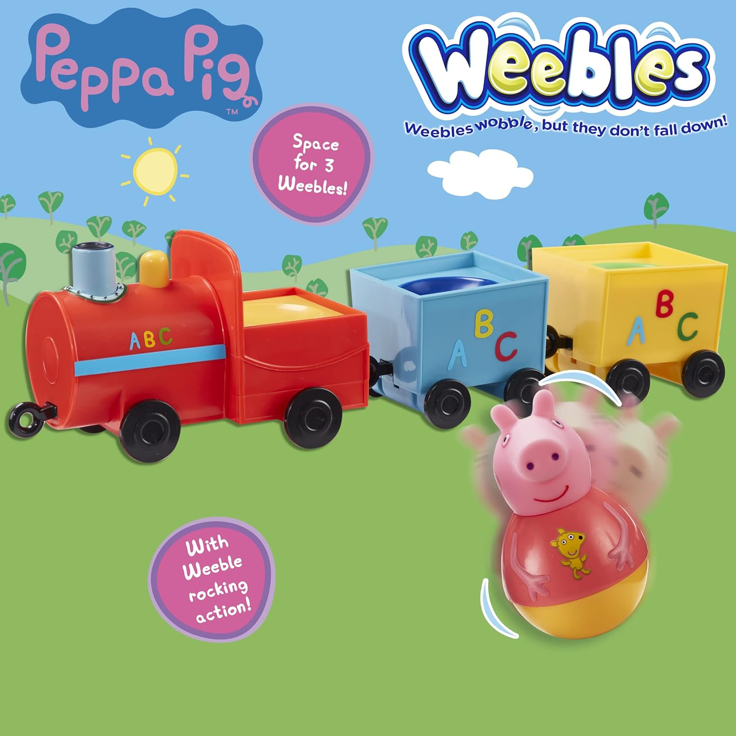 Peppa Pig Weebles Pull-Along Wobbily Train Toy image number 2