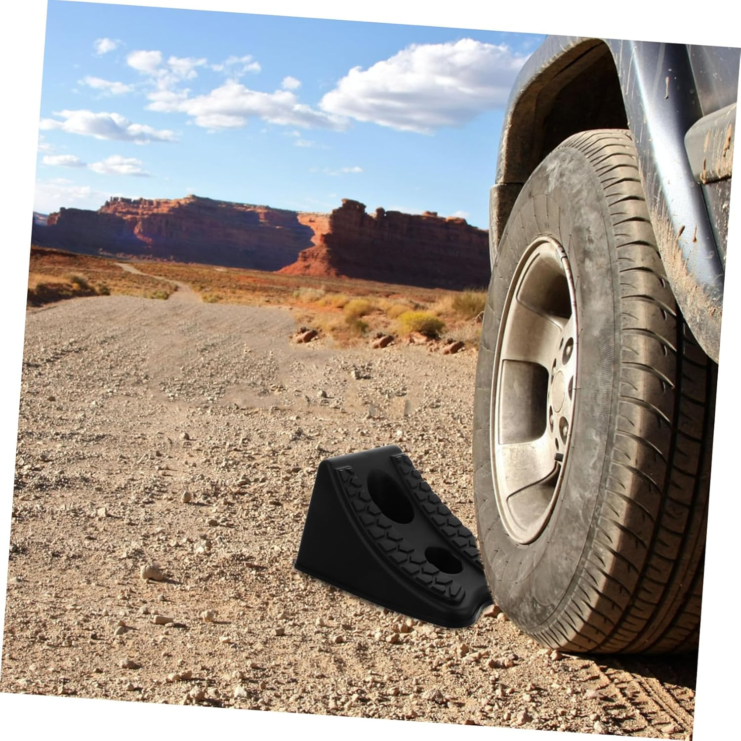 VALICLUD Heavy Duty Car Wheel Chocks Rubber Tyre Stopper Blocks for Vehicles Suv Trailer Parking Anti-Slip Wheel Wedges Suitable for Outdoor and Off-Road Use image number 3