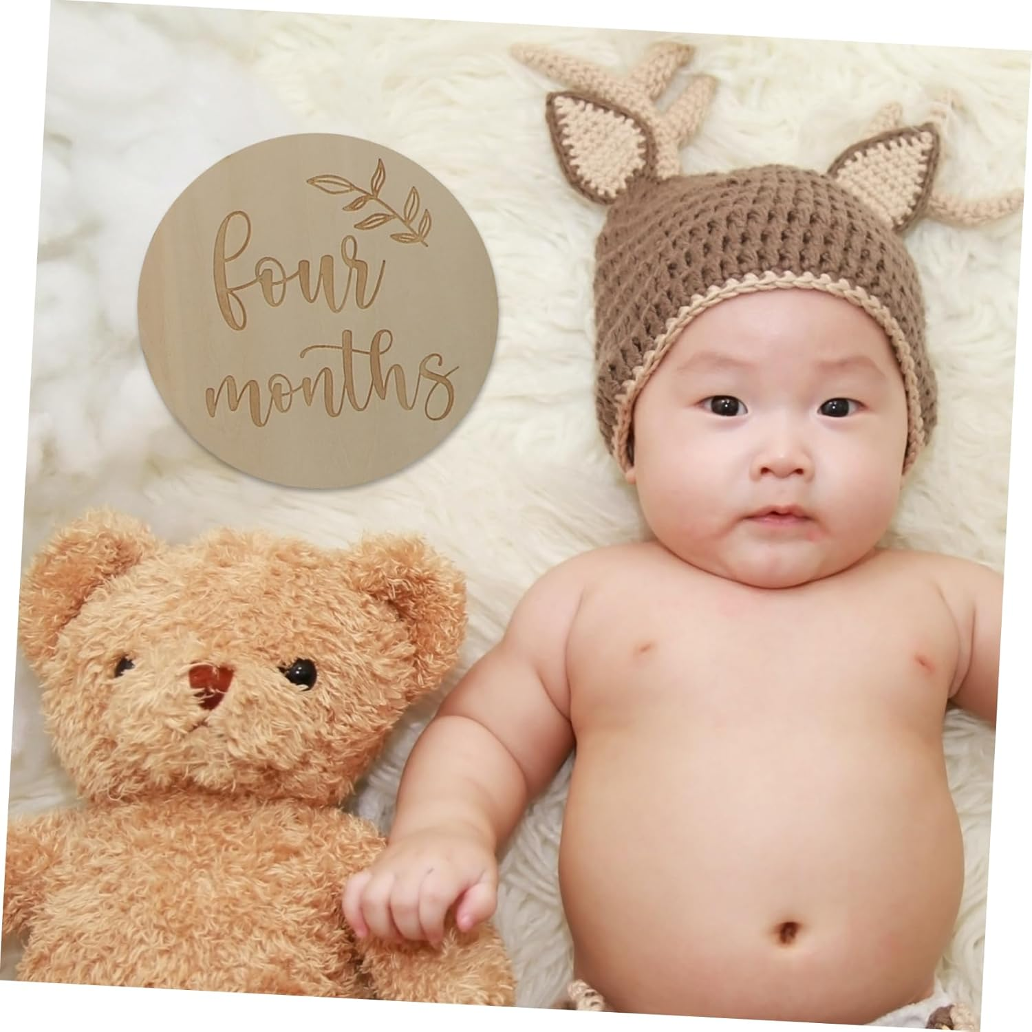 1 Set Monthly Milestone Cards Engraved Growth Photography Props Natural Birthday Announcement Discs for Newborn Memory Scrapbooks Social Media Sharing image number 3