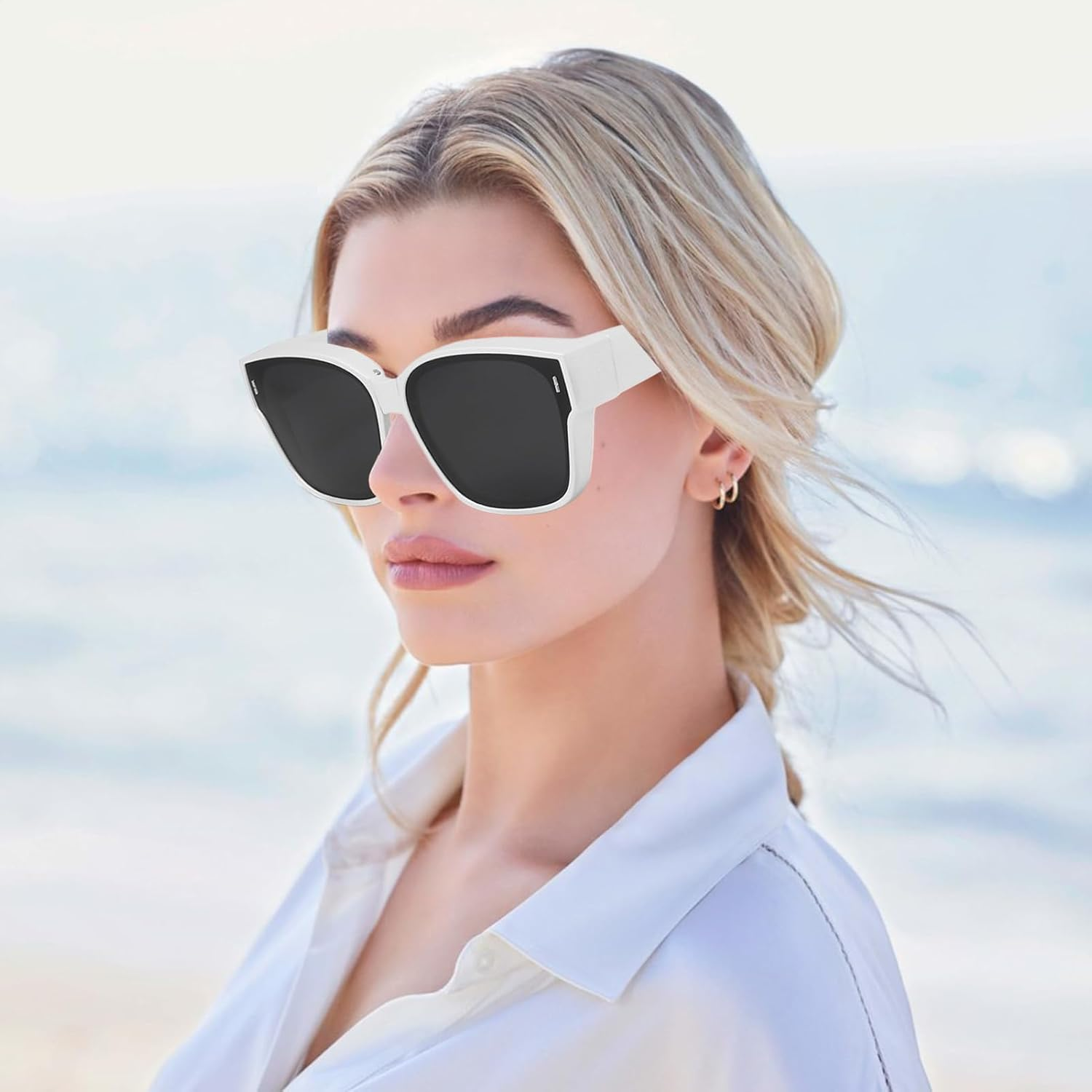 Krmoau Sunglasses to Wear over Glasses for Women - Foldable Sports Sunglasses | Stylish Glasses for Outdoor, Driving, Travel, Cycling, Fishing, Hiking for Men and Women image number 6