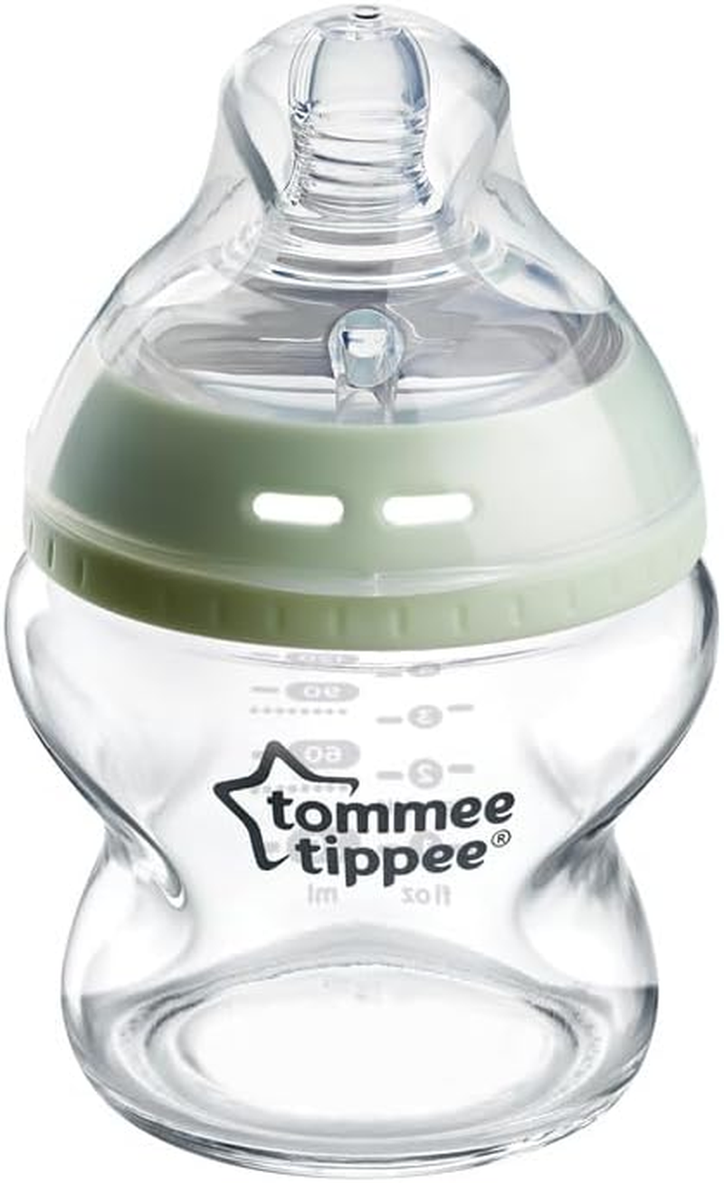 Tommee Tippee Baby Bottles, Natural Start Glass Anti-Colic Baby Bottle with Slow Flow Breast-Like Teat, 150Ml, 0M+, Self-Sterilising, Baby Feeding Essentials, Pack of 1 image number 2