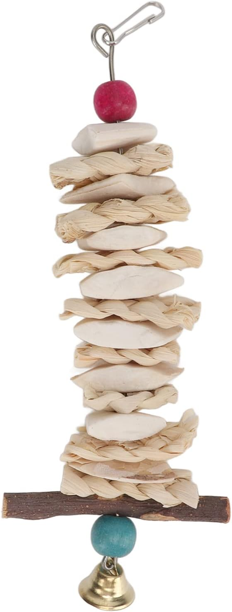 Bird Cuttlebone Toy, Bird Chewing Toy, Colorful Hanging Hand Made Cuttlefish Bone Toy, Parrot Toys Chewing Bird Toy Cuttle Bone Beak Grinding Cage Hanging Bell Toys for Parrots Budgie African Greys image number 1