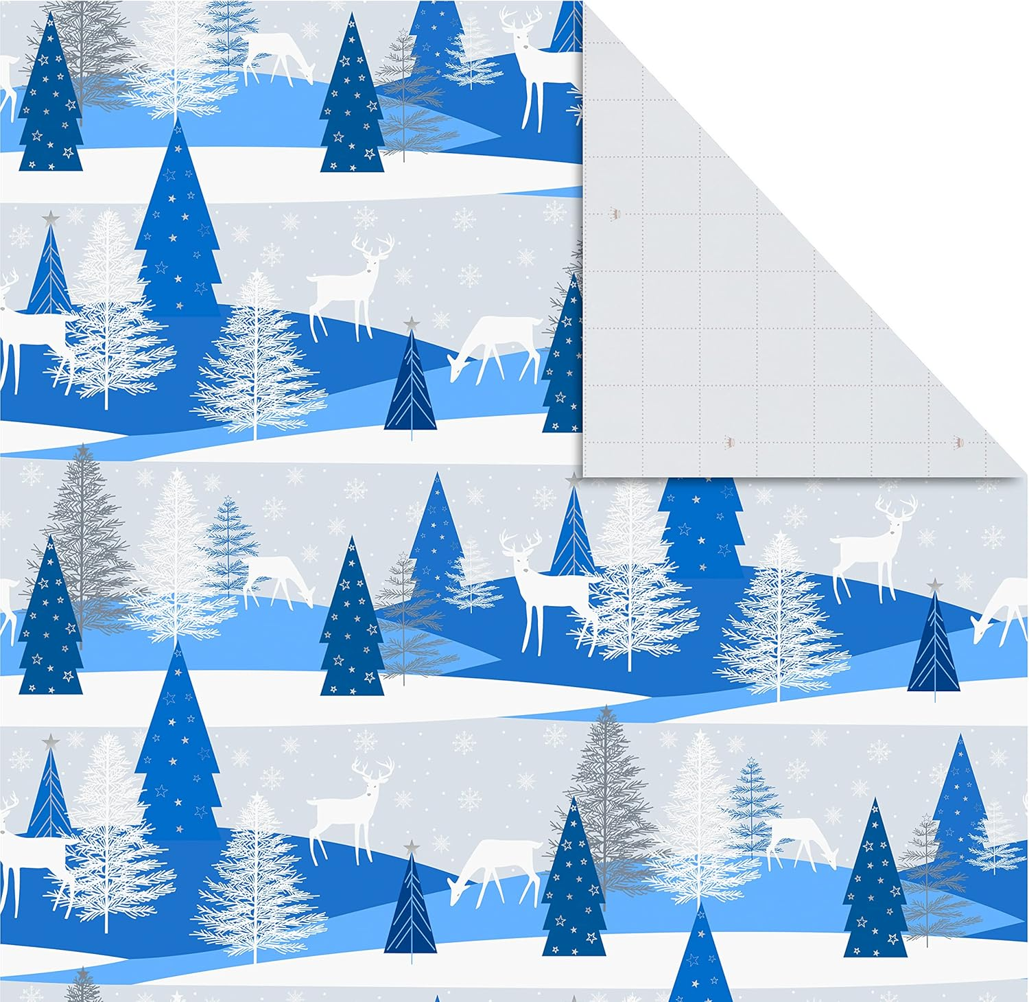 Hallmark Christmas Flat Wrapping Paper Sheets with Gift Tag Seals - Snowflakes, Deer, Tartan Plaid Gift Wrap Paper (12 Sheets, 16 Gift Tag Stickers) for Holiday Parties, Hanukkah, Winter Weddings