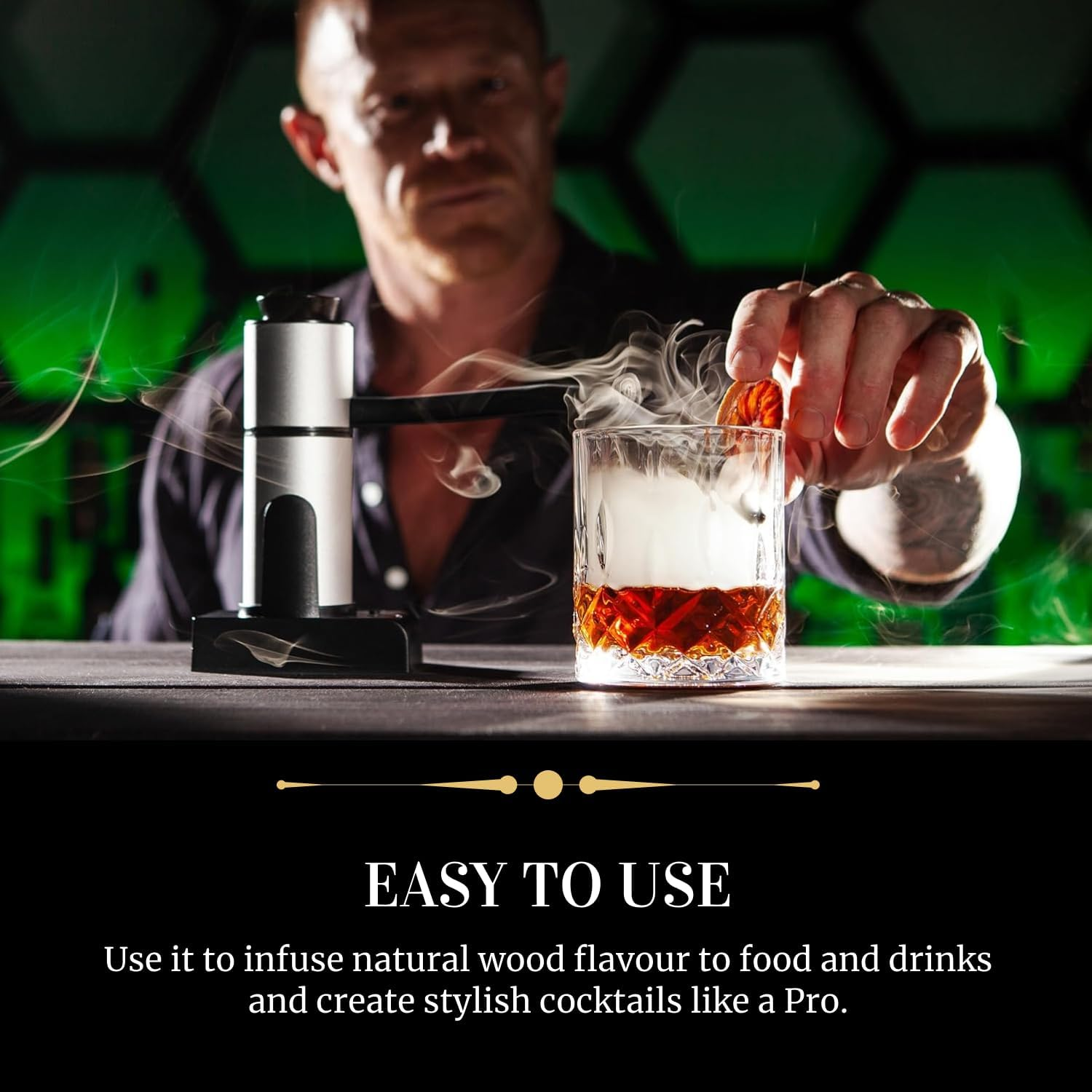 Sixpence Alchemy Cocktail and Food Smoke Infuser with Wood Chips - Portable Kitchen Smoking Gun - Indoor Smoker Kit for Drinks (Whiskey, Old Fashioned, Bourbon) and Food (Cheese, Meat, Fish) image number 2