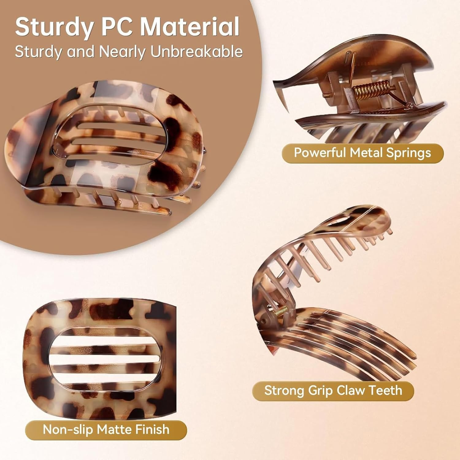 Pack of 4 Flat Hair Clips for Women, Hair Clips for Thin Hair, Duck Bill Shape Hair Clips for Women Girls Thick Thin Hair Styling Hair Clips image number 5