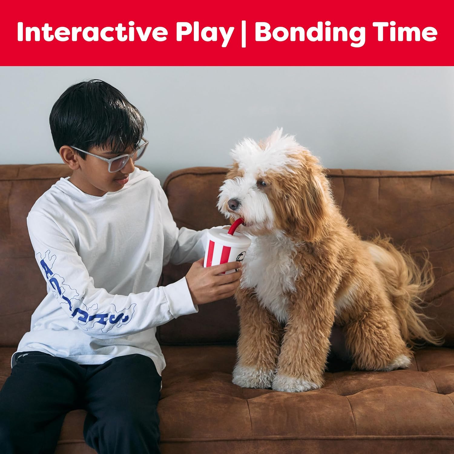 KFC Mini Chicken Wrap & Soda Meal &ndash; 2-Piece Vinyl Squeaky Dog Toy Set &ndash; Includes 6&rdquo; Chicken Wrap & 6&rdquo; Soft Drink Cup &ndash; Lightweight, Fun, and Interactive Play for Small & Gentle Chewers image number 4