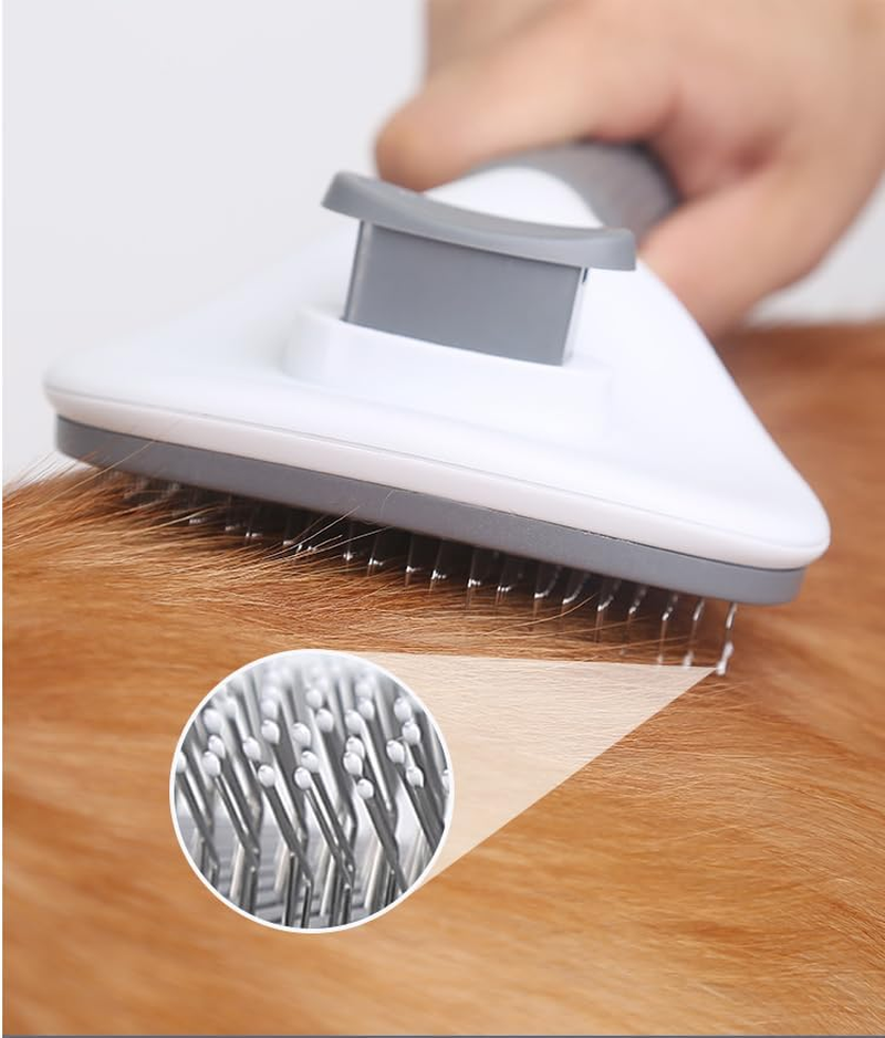 Cat Brush Dog Brush with Release Button for Shedding, Self Cleaning Cat Comb Hair Brush for Indoor Cats, Dog Deshedding Brush Grooming Kit, image number 5