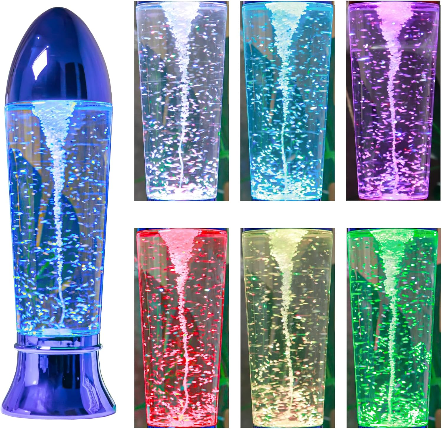 Yakii 10.5" Tornado Lamp LED Color Changing,Tornado Maker Science Toy, Battery/Usb Cable Operated, Blue