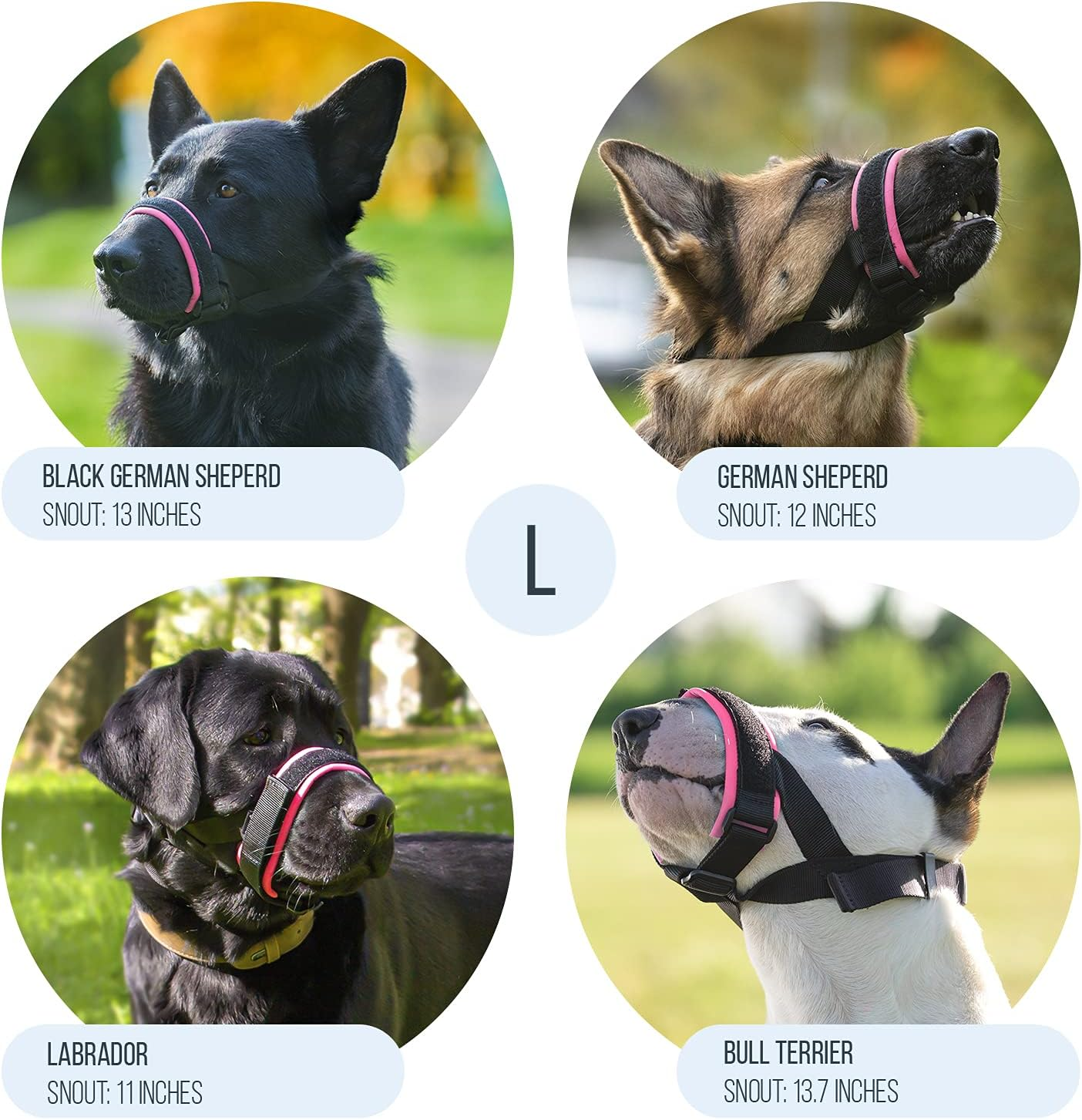 Gentle Muzzle Guard for Dogs - Prevents Biting and Unwanted Chewing Safely &ndash; New Secure Comfort Fit - Soft Neoprene Padding &ndash; No More Chafing &ndash; Training Guide Helps Build Bonds with Pet (L, Pink) image number 1