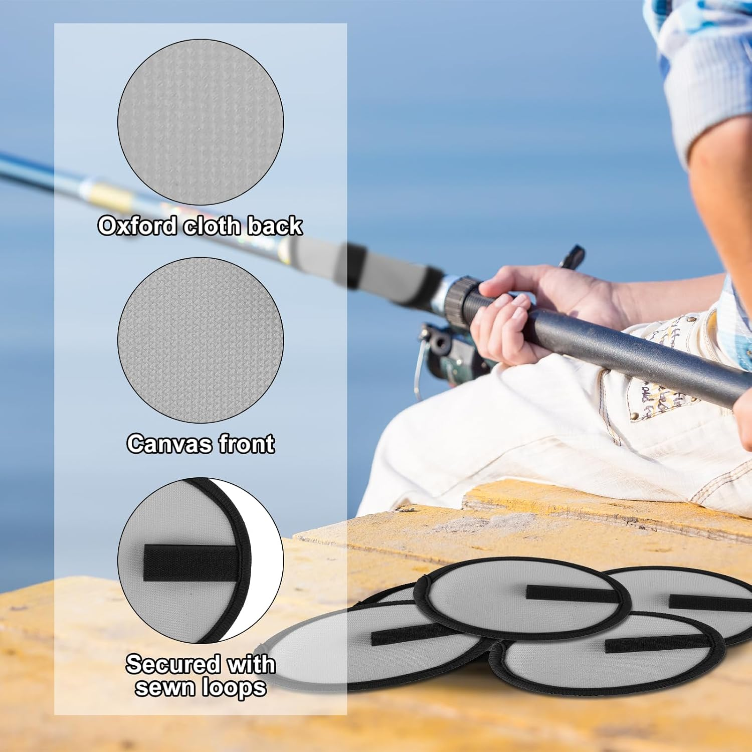 Gosknor 6Pcs Lure Wrap, 5.9 Inch Fishing Lure Covers Lure Gloves Fish Hook Protectors Lure Guard to Keep Fishermen Fishing Safe for Fishing Rod (Gray) image number 6