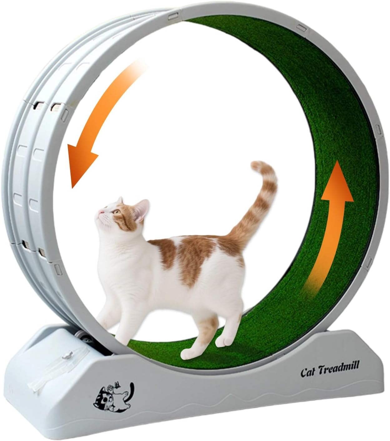 Cat Toy Exercise Wheel, Cat Wheel Running, Feline Spinning Walking Training Circle with Detachable Carpet Plastic - Durable, Quiet & Fun for Indoor Cats - (80CM)