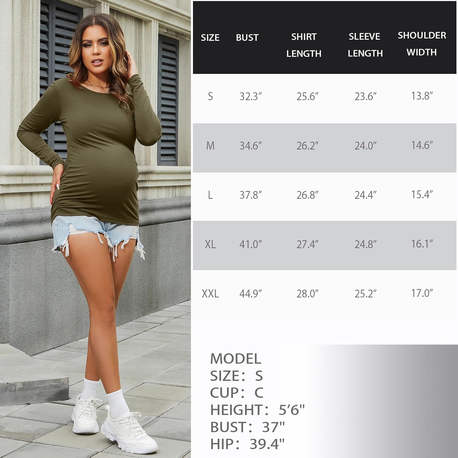 Women'S Maternity Shirts 3 Packs Long Sleeve Pregnancy Tops Basic Side Ruched Tunic Blouse image number 3