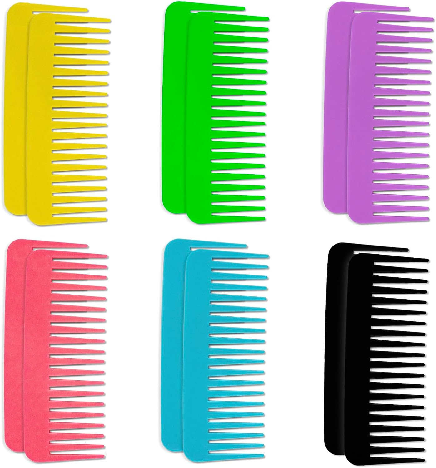 12 Pcs Wide Tooth Combs Large Tooth Combs for Wet Hair, Curly Hair, Thick Hair and Long Hair No Handle Styling Shampoo Comb for Women Men (6 Colors) image number 6