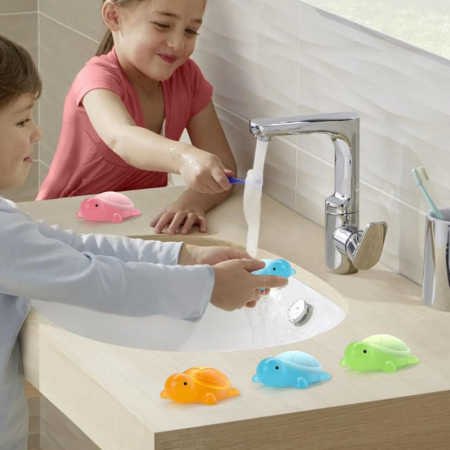 Turtle Shape Soap for Kids - Oil Soap for Children, Children Animal Shape | Kids Hands Face Washing Solution, 4 X Natural Oil for Bathing Traveling Kindergarten for Girls, Boys image number 2