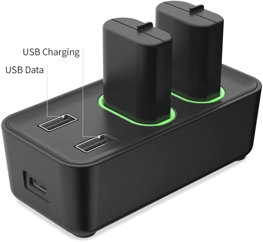 Charger for Xbox Series X/S Controller Battery Pack, 2X800Mah USB Rechargeable Xbox One Controller Battery Charger Station Kit with Led Indicator for Xbox One S/X/Xbox Series S/X(2X800Ma) image number 3