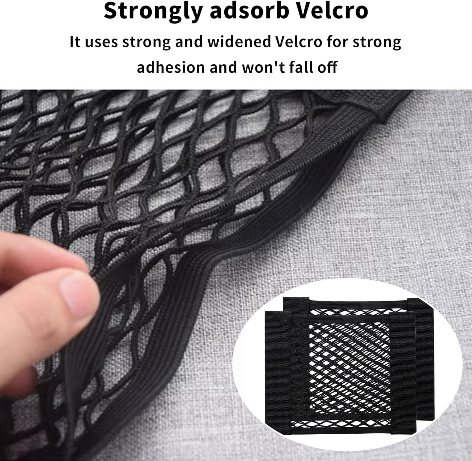 2 Pcs Black Magic Adhesive Mesh Cargo Net Elastic String Net Mesh Net Pouch, Car Boot Organiser Storage, Car Boot Van Storage Solutions Accessories for Storing Phone/Water Bottle/Toiletry image number 3