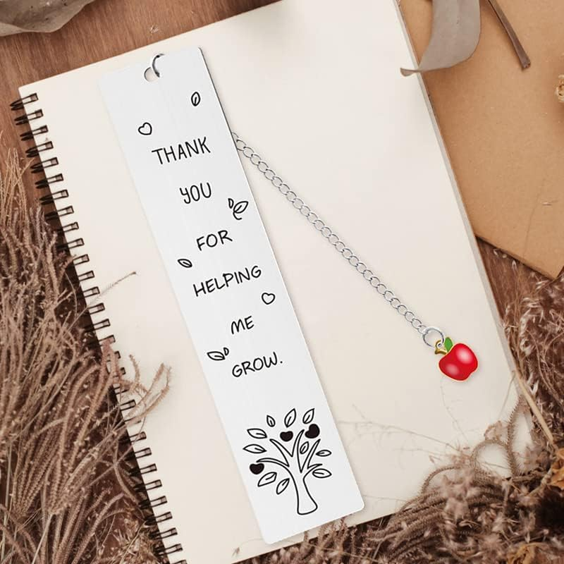 Teacher Appreciation Bookmark Gifts for Women Men Thank You Teacher Gifts from Student Birthday Christmas Gift for Teachers Thank You for Helping Me Grow Bookmarks image number 2