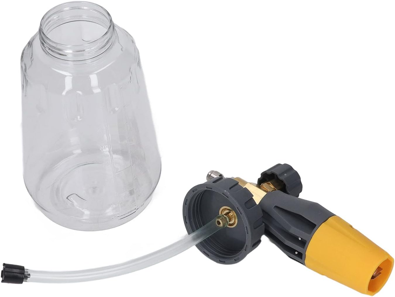 Car Wash Foam Gun, 4000PSI Adjustable Hand Pressure Snow Foam Sprayer Car Wash Professional Car Foam Blaster with 1/4 Inch Quick Connector, 1L, Transparent, Rotatable Nozzle (Yellow) image number 2