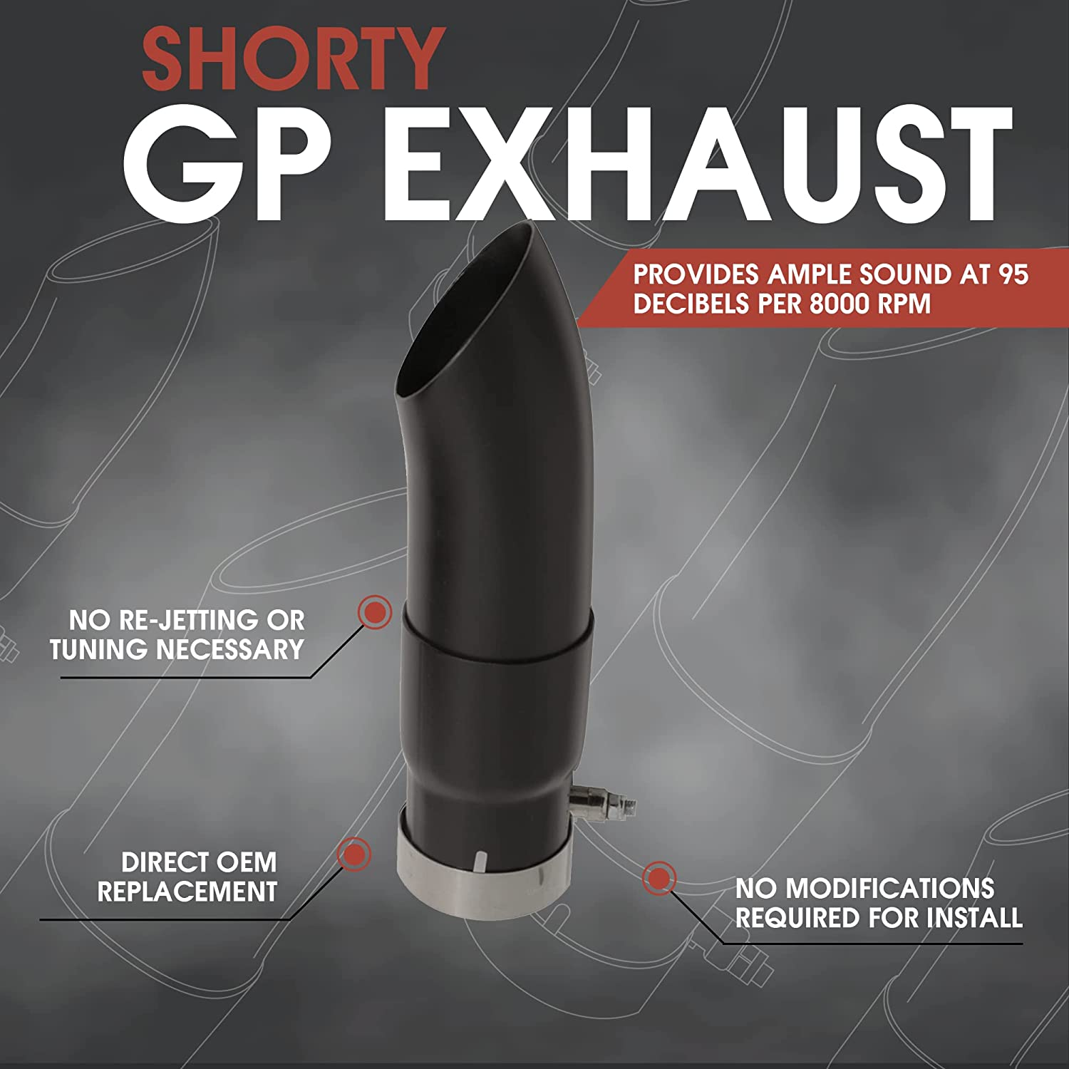 Radiant Cycles Shorty GP Muffler Tip Universal Fits Any 43Mm OD Pipe and 2017-2024 Honda REBEL CMX 500 BLACK Baffle image number 1