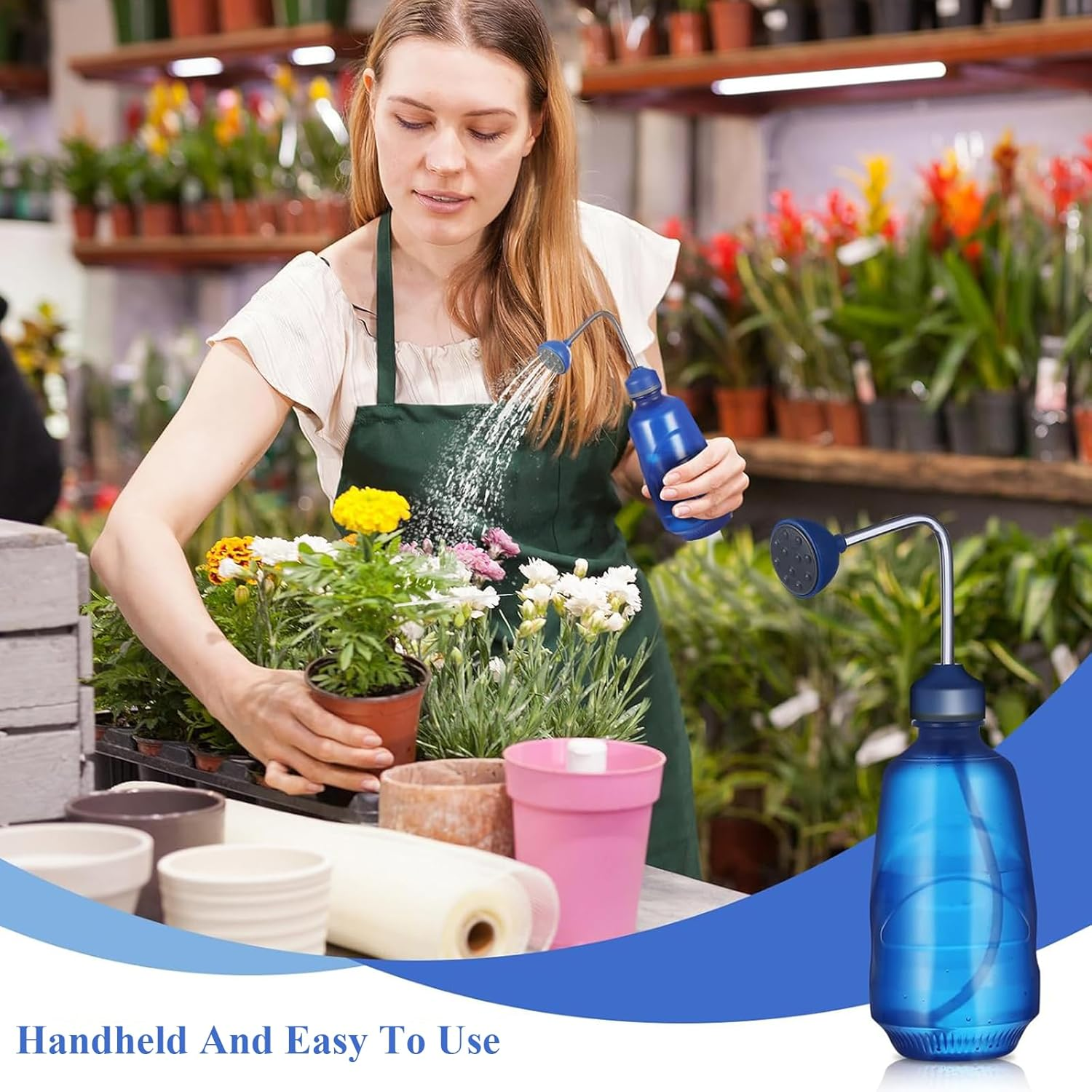 Rhoyee 450Ml Mini Watering Can for Indoor Plants &ndash;Squeeze Bottle with Precision Spout & Spray Head &ndash;Leak-Proof Plastic Plant Water Bottle for Succulents, Seedlings, Bonsai & Office Desk Plants (Blue) image number 6