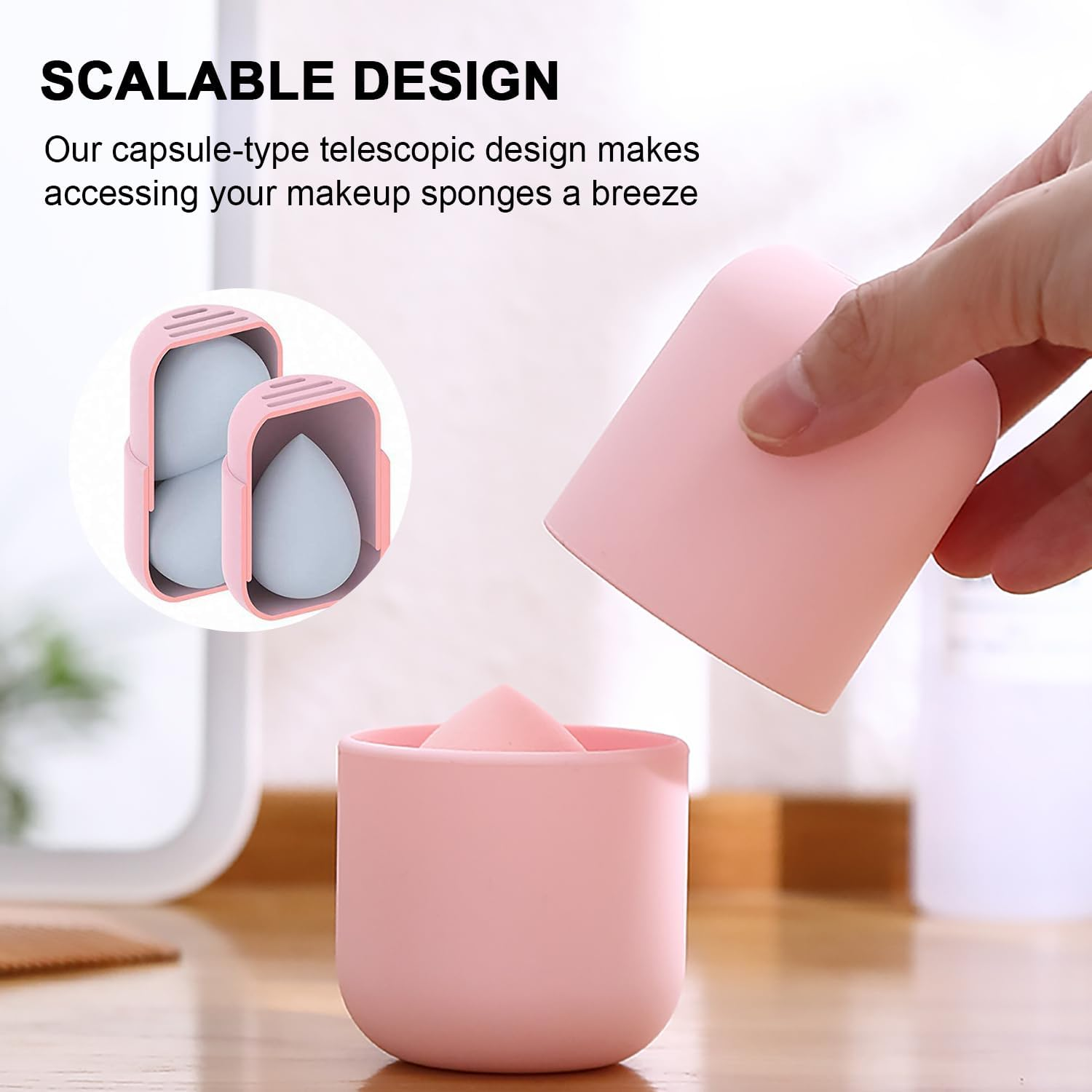 Qianqiao 2 Pieces Makeup Sponge Holder, Silicone Beauty Sponge Box, Breathable and Dust-Proof, Fast Drying, Easy to Carry, Suitable for Travel and Home Use image number 1