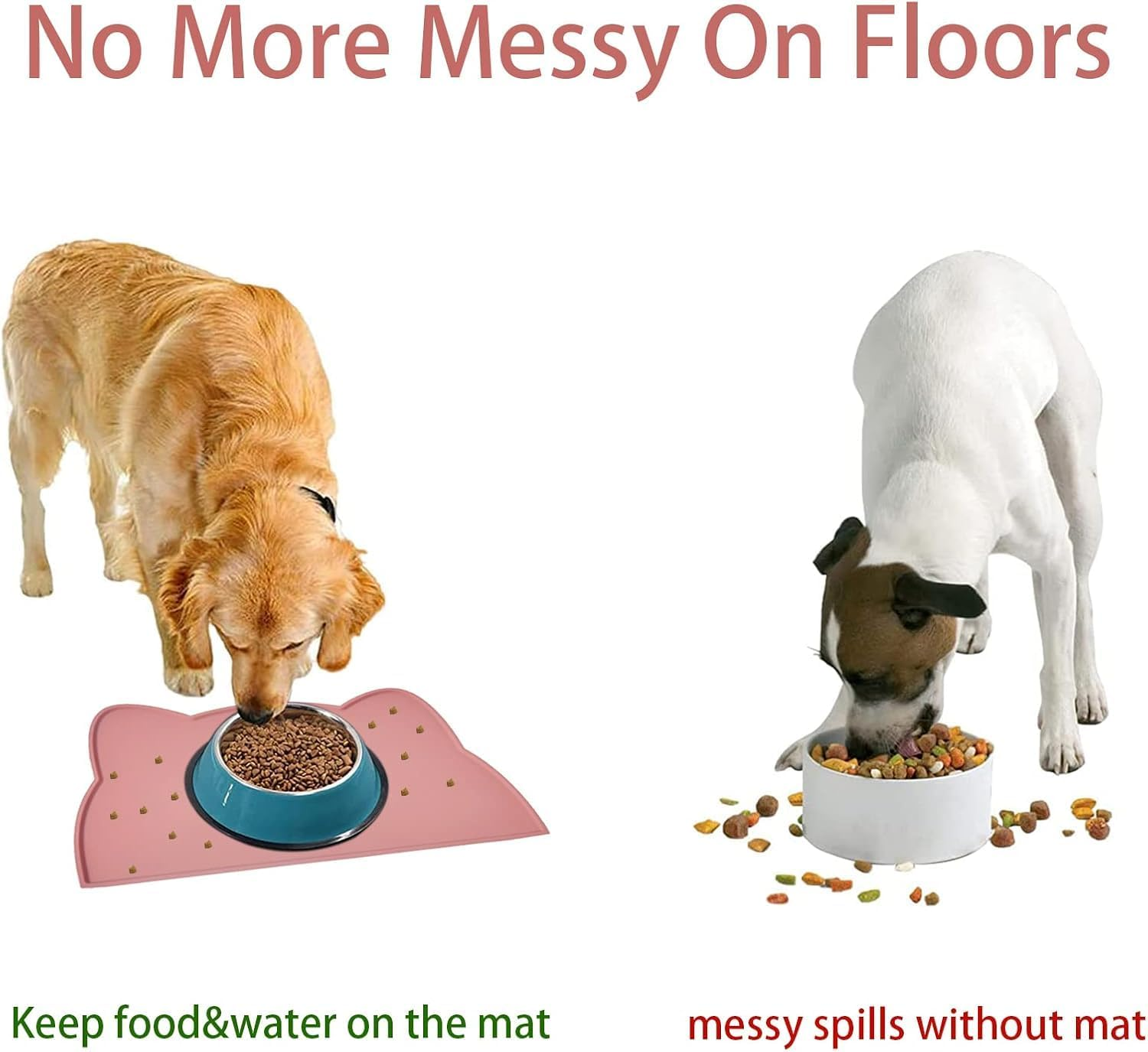 Liyquint 2PCS Cat Food Mat - Non-Slip Silicone Pet Bowl Mat | Waterproof Feeding Tray for Dogs & Cats | Keep Floors Clean from Food Spills & Water Messes (Pink,Grey, 44X24Cm) image number 6