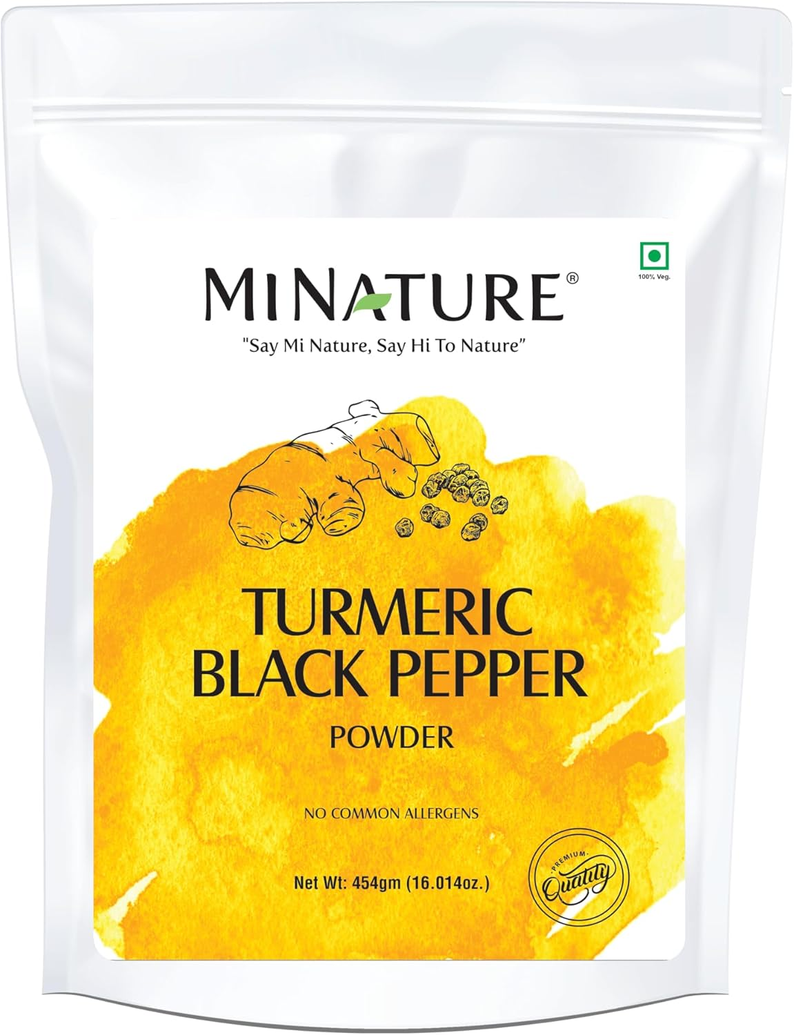 Turmeric Black Pepper Powder by Mi Nature | Curcuma Longa with Piper Nigrum |Pure & Natural| Free from Chemical Preservatives& Cruelty| Vegan, Gluten-Free, Non-Gmo | 454 Gram, 1 Lb (16.01 Oz) image number 4