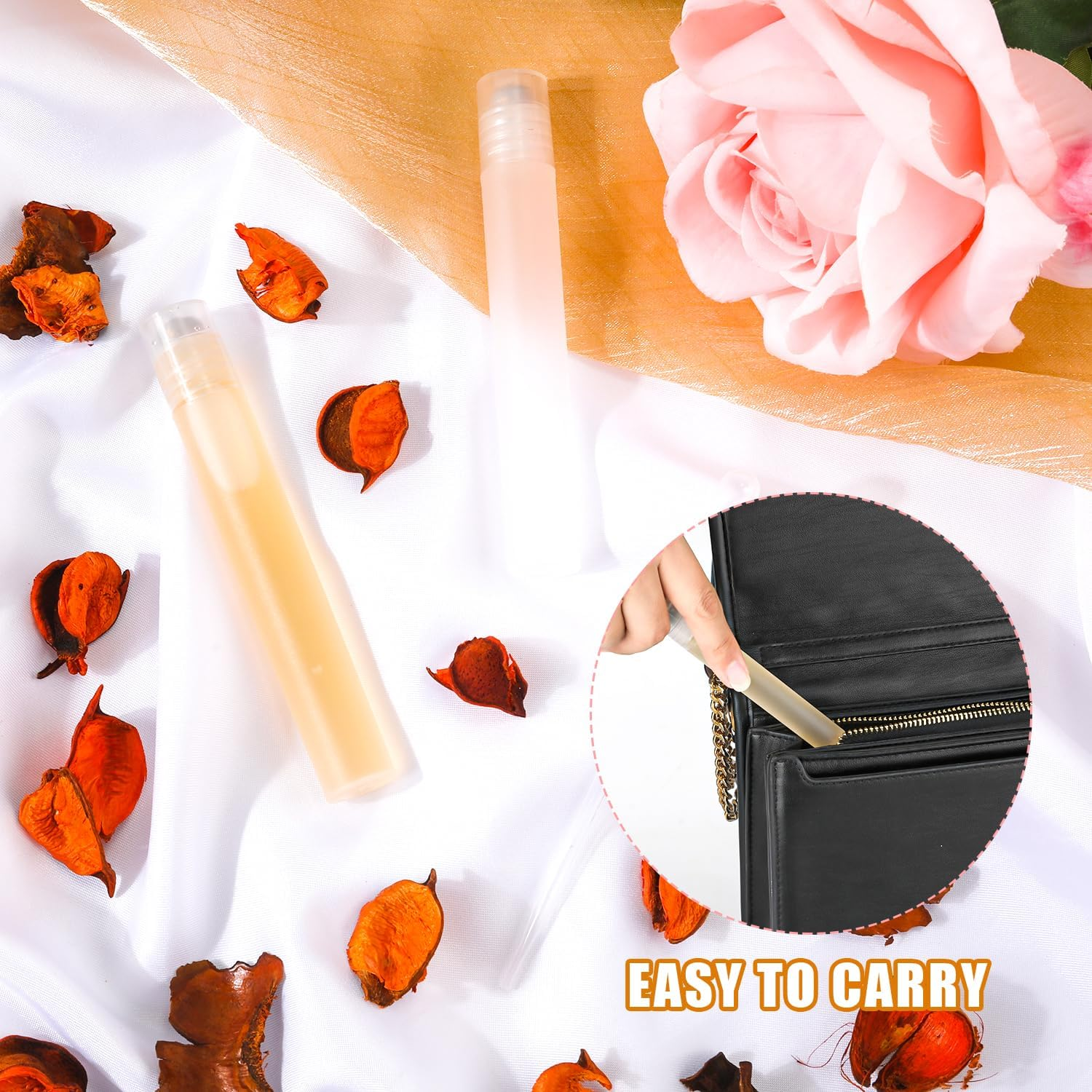 XIHIRCD 6Pcs Roller Bottles, 10Ml Potable Roller Containers with Dispenser Tube Refillable Cosmetic Matte Plastic Roller Bottles Essential Oil Roller Roller Ball Perfume Bottle for Travel image number 5