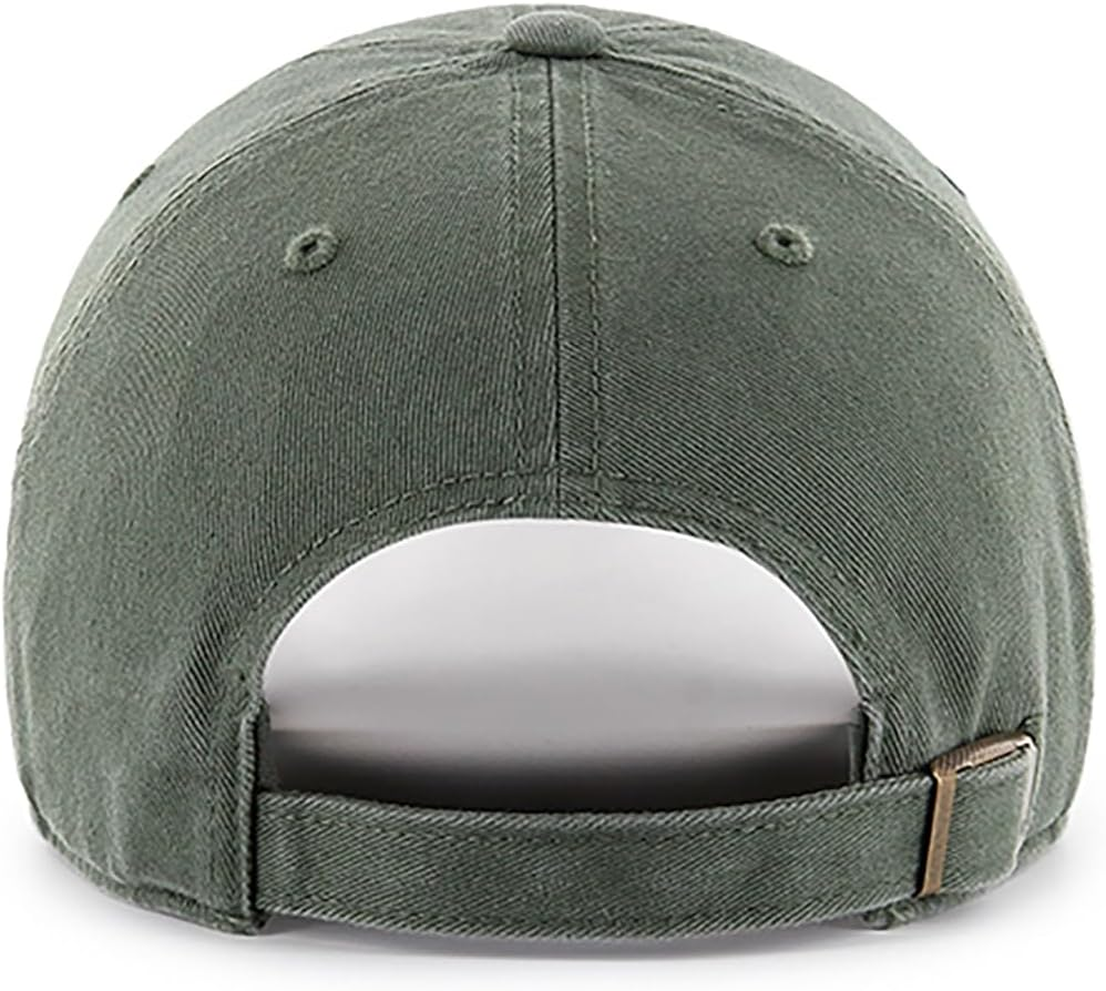 47 Brand MLB Moss Green Primary Logo Clean up Adjustable Strap Baseball Cap Hat, Adult One Size Fits All image number 6
