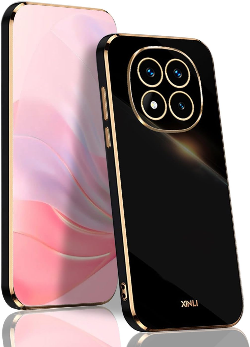 BORYA Case for Xiaomi Redmi Note 14 Pro+ Plus, Ultra Thin Shockproof Premium TPU Bumper Mobile Phone Case, Soft Silky Silicone Protective Case, Elegant Galvanised Phnom Penh Case, Black