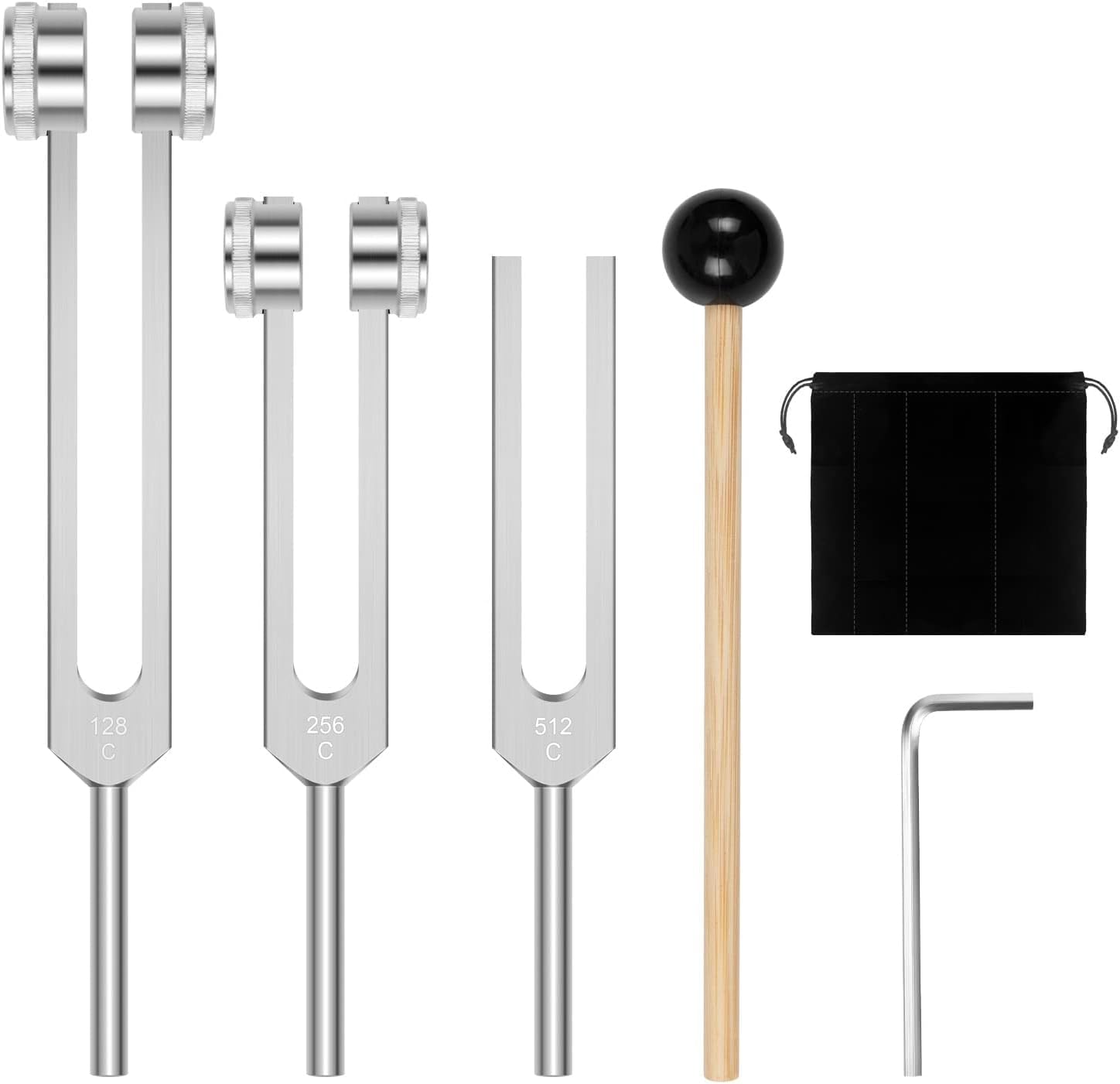 Tuning Fork Set (128Hz, 256Hz, 512Hz) with Reflex Hammer & Storage Bag - Professional Grade Aluminum Alloy Forks for Sound Healing, Chakra Balancing, Medical Exams & Yoga Therapy image number 4