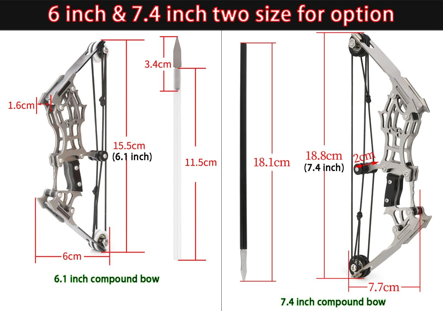 ZSHJGJR 6"/7.4"/7.9"/8.6" Compound Bow and Arrows Set for Target Shooting Hunting Games Pocket Bow Survival Bow Archery Gift image number 3