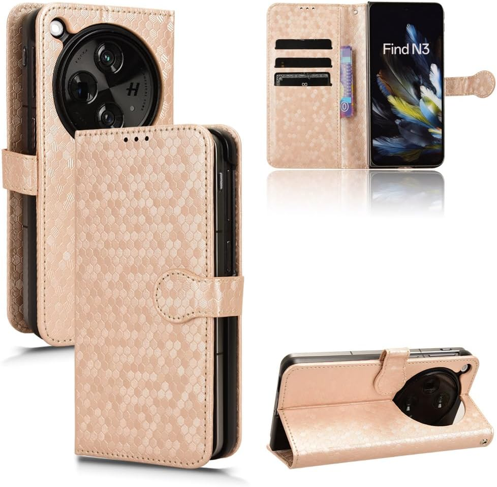 Ronrun for Oneplus Open/Oppo Find N3 Case, PU Leather Flip Wallet Phone Stand Case Cover with Credit Card and Holder Cover for Oneplus Open/Oppo Find N3 - Rose Gold image number 2