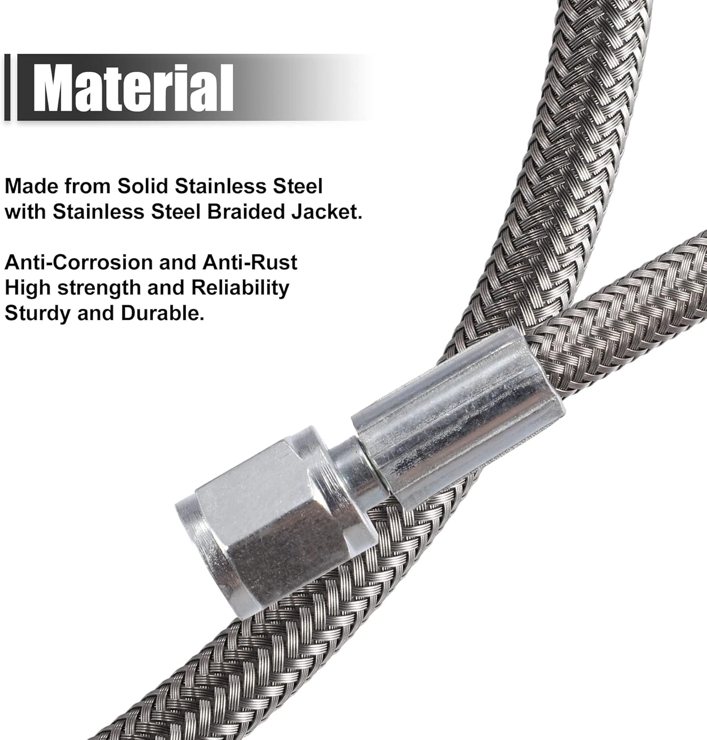 X AUTOHAUX 4AN Turbo Oil Feed Line, 36" Length, Stainless Steel Braided, AN4 Hose End, 90 Degree & Straight Ends, 1 Pack image number 2