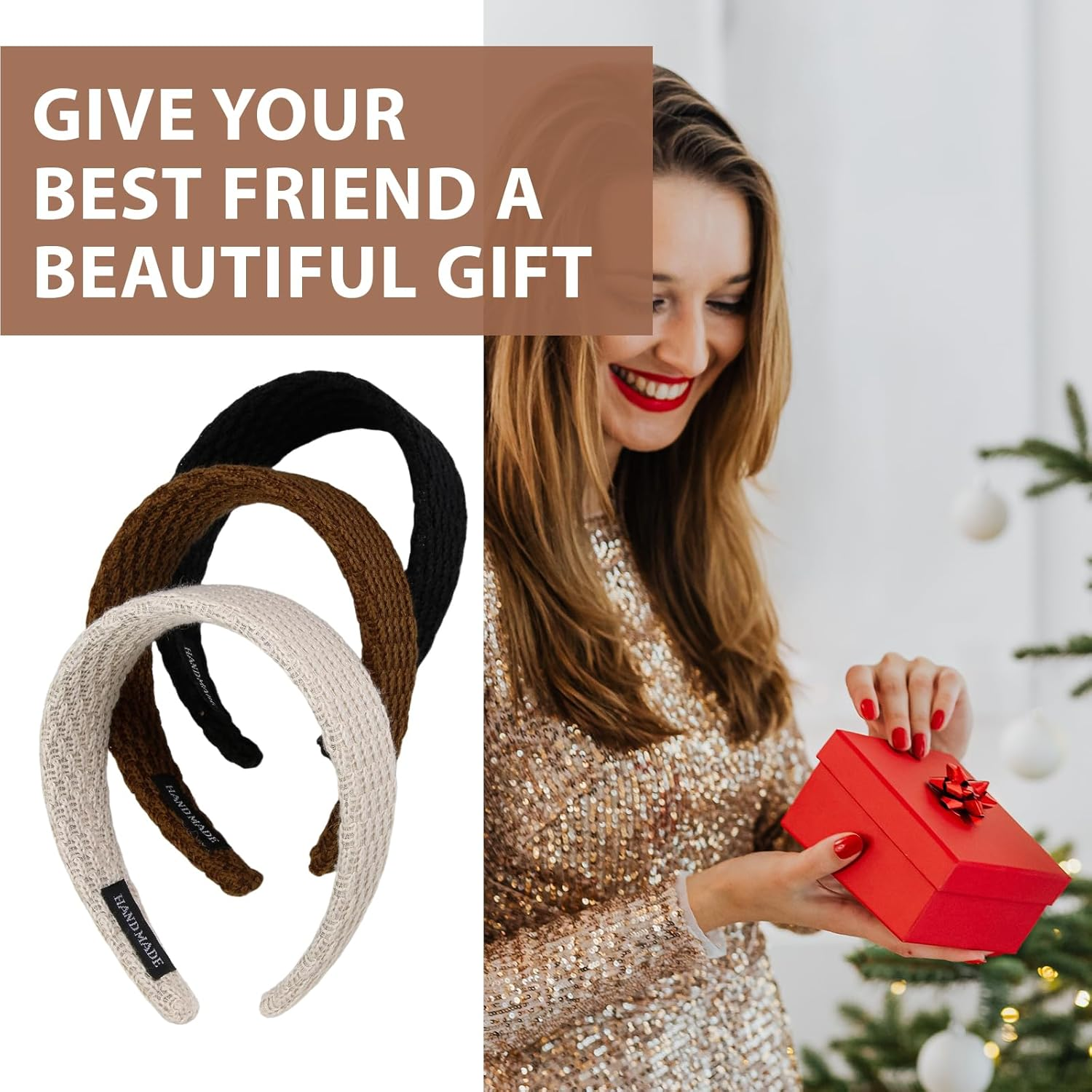 Auroriel 4 Piece Headbands for Women Knitted Trendy 4 Cm Wide Headbands Non-Slip Cute Hair Bands for Girls Solid Color Elastic Hair Bands for Women Hair Fashion image number 2