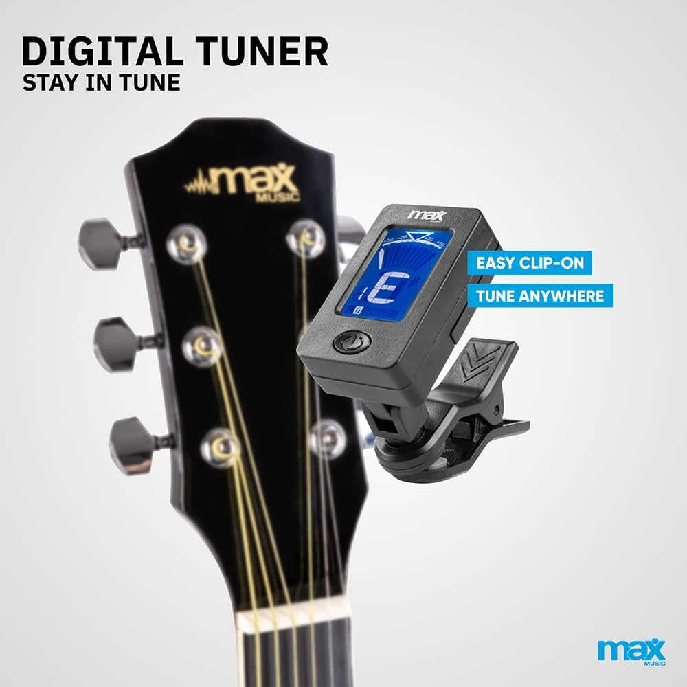 MAX Solojam Black Western Steel String Acoustic Guitar Pack