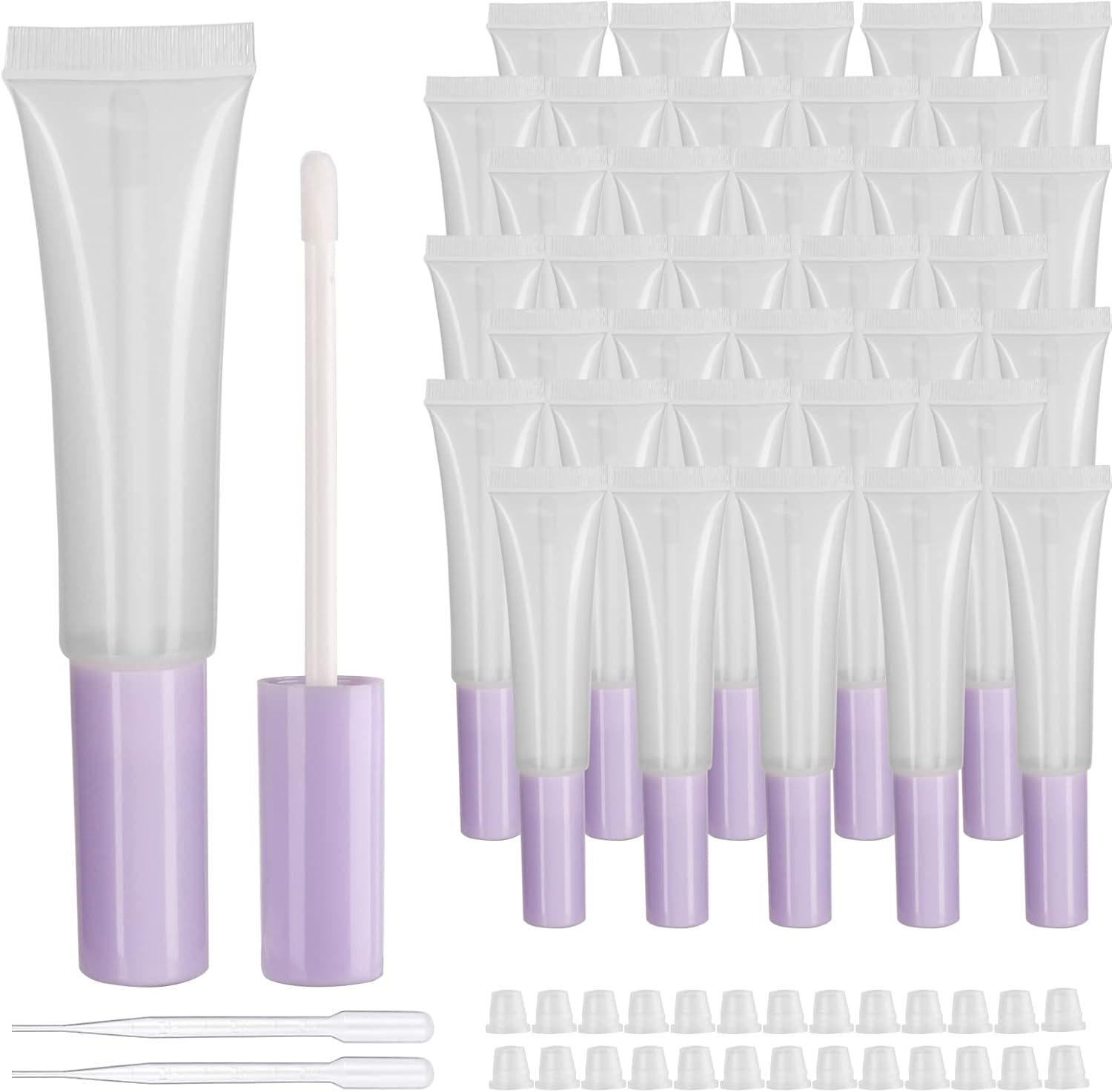 COSIDEA 50 Pack Empty Black 15Ml Squeeze Lip Gloss Tubes with Wand 0.5Oz Soft Lipgloss Container Chapstick Containers Empty Tube