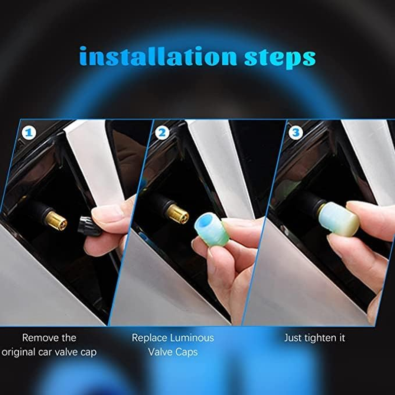 Dust Caps for Car Tyres, 12 PCS Universal Fluorescent Tire Valve Caps, Glow in the Dark Tyre Dust Caps for General Cars Truck Suvs Motorcycles Bike Wheel image number 5