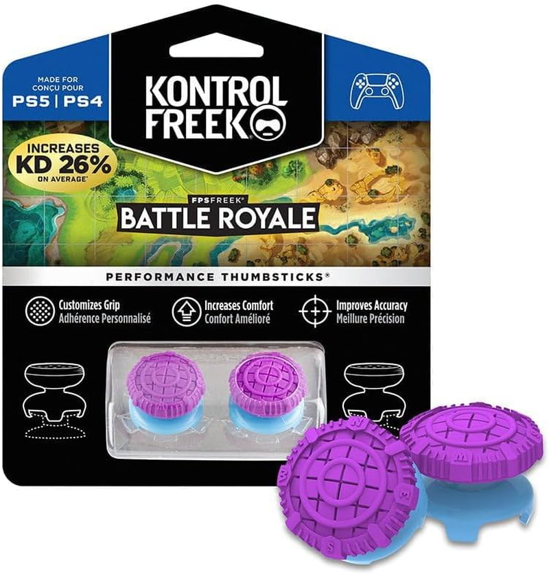 Kontrolfreek FPS Freek Battle Royale Performance Thumnbsticks for Playstation 4 (PS4) and Playstation 5 (PS5) | 2 High-Rise Convex | Purple
