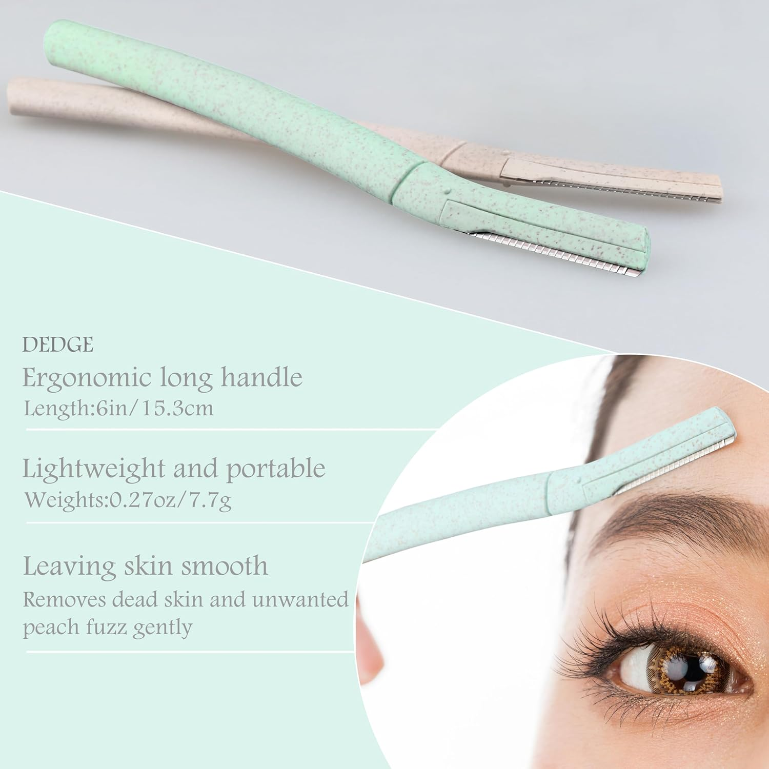 Dedge Eyebrow Razor-Dermaplaning Tool-Eyebrow Trimmer and Face Shaver-Facial Hair Removal-Facial Razors for Women and Men-Eyebrow Shaper with Protective Cover, Multicolor, 6 Count image number 6