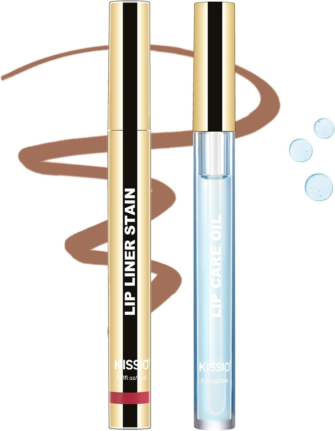 KISSIO Lip Liner Stain,Peel off Lip Liner and Lip Care Oil,Transfer Proof,Long Lasting and Waterproof Lip Tint,Matte Finsh,Lip Combo,02 Gray Pink