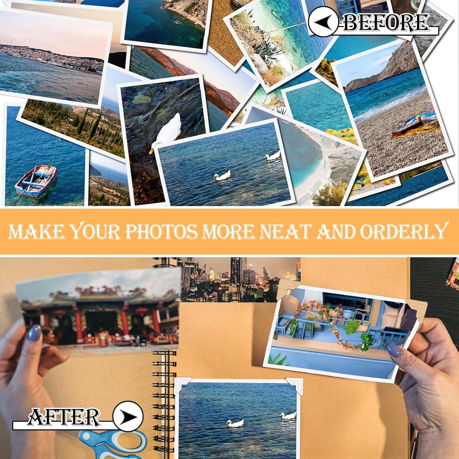 15 Sheets 360 Pcs Self-Adhesive Photo Corners Stickers for DIY Scrapbook, Photo Album, Picture Frames, Memory Books, Journal (3 Colors) image number 1