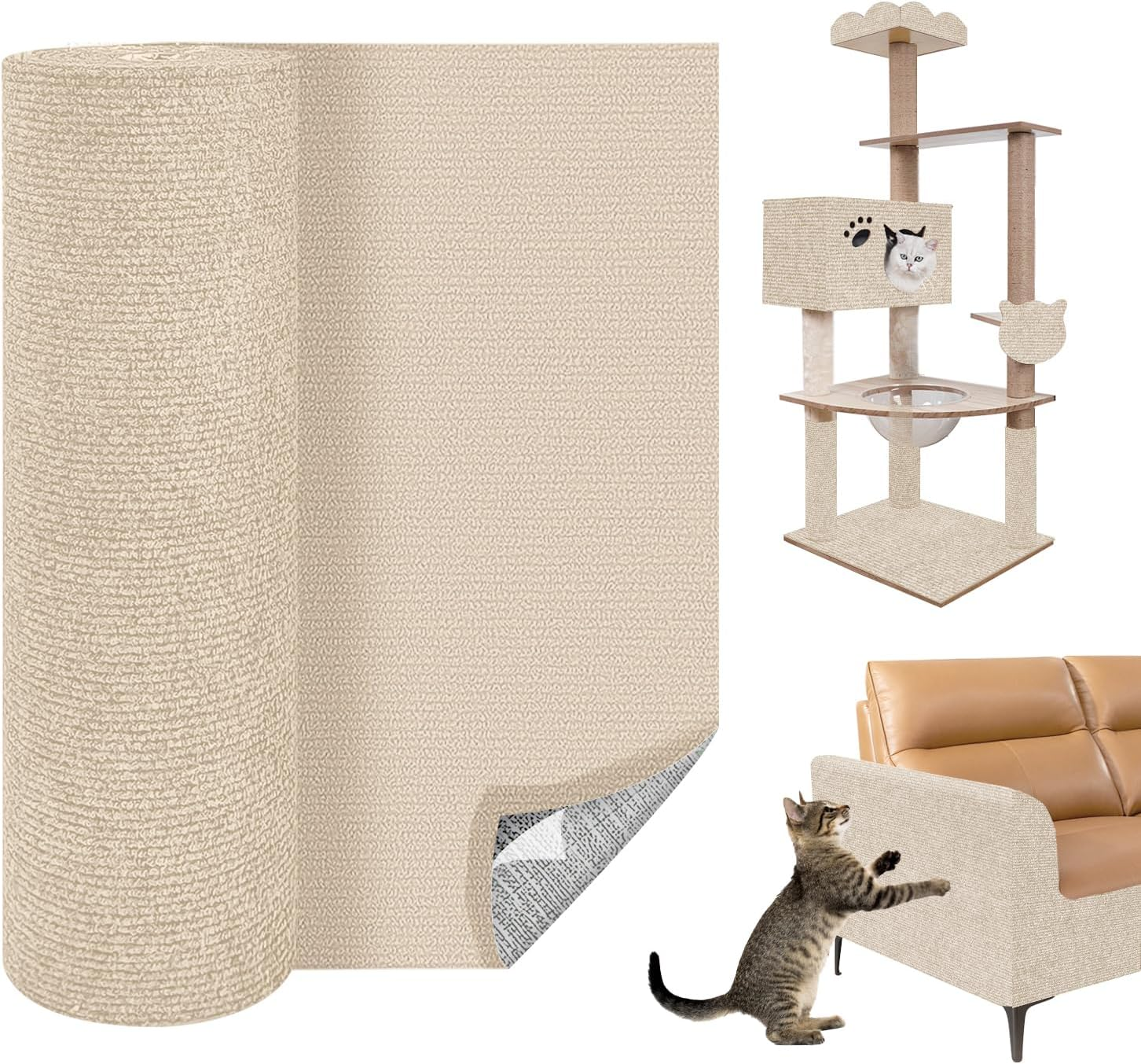 200 Cm X 40 Cm Cat Scratching Boards, Self-Adhesive Scratching Mat, Climbing Cat Scratcher, Scratching Mat for Cats, Scratch Protection, Cat Scratching Mat for Protects Carpets, Sofa, Furniture image number 5