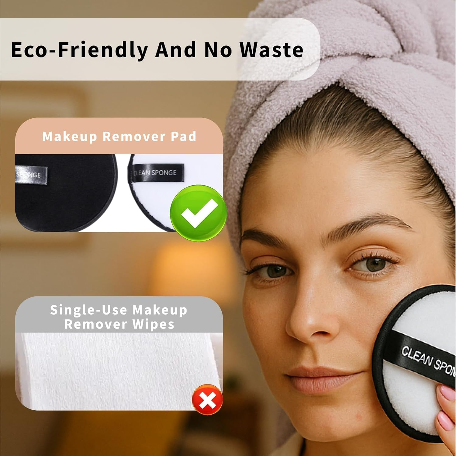 4 Pcs Reusable Makeup Remover Pads, Washable Makeup Remover Cloths, Eco-Friendly Cleaning Pads, Organic Makeup Eraser Pads for All Skin Types, Hypoallergenic Microfiber Makeup Remover Face Cloths image number 5