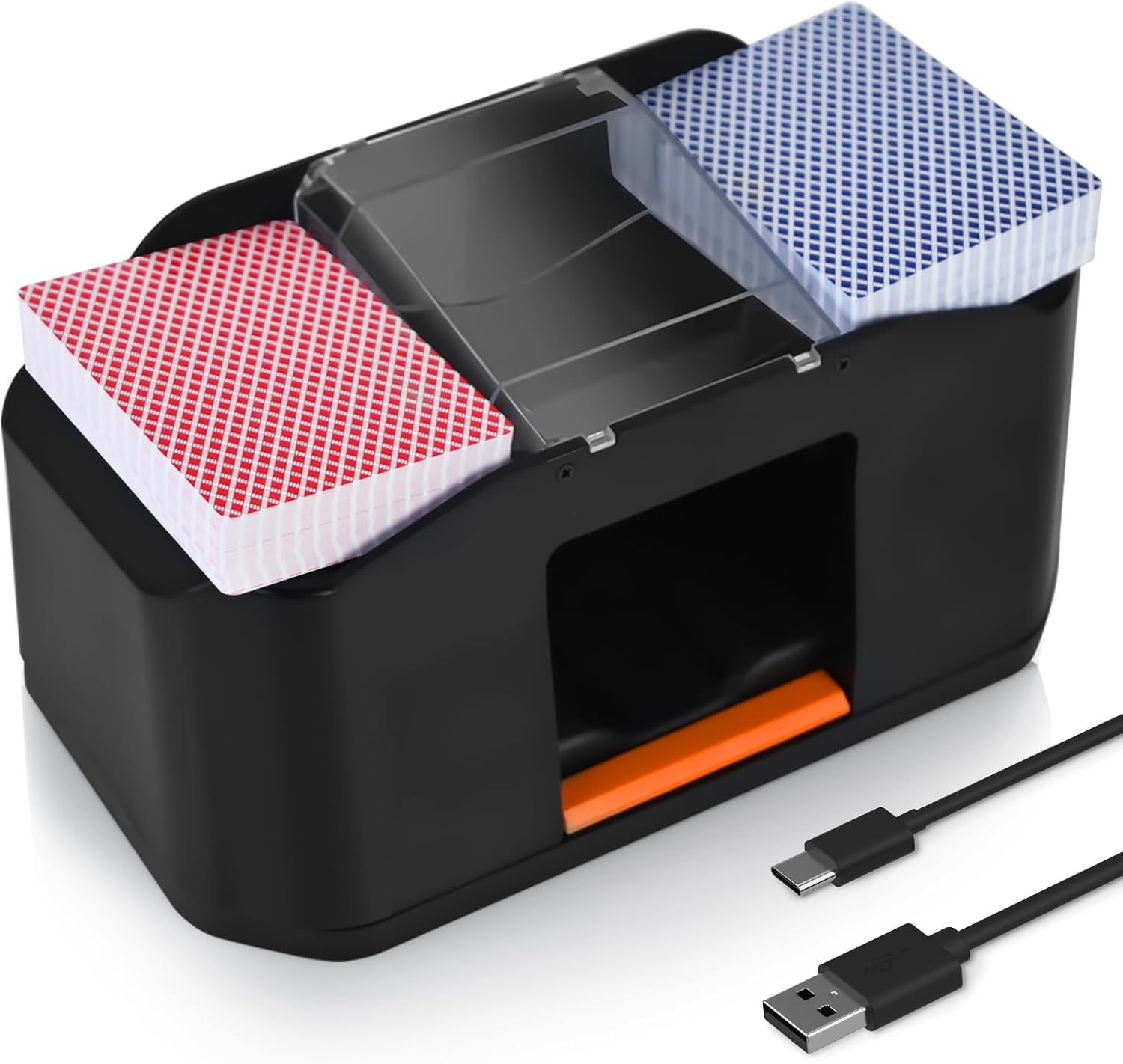 2 Decks Low Noise Card Shuffler, 2000 Mah Rapid Shuffling Automatic Rechargeable Electric Shuffler, Playing Cards, Texas Hold'Em, Poker, Home Card Games, Blackjack image number 4